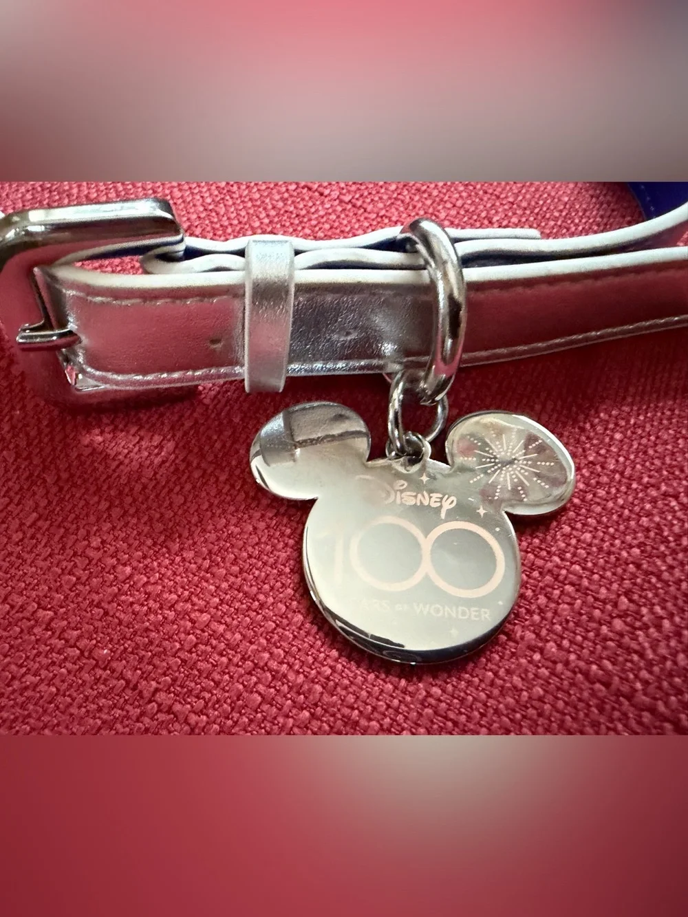Disney Parks 100th Anniversary Dog Collar - Platinum Silver Size M